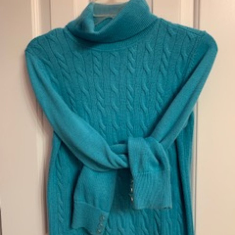 Aqua Cable Knit Tunic Sweater